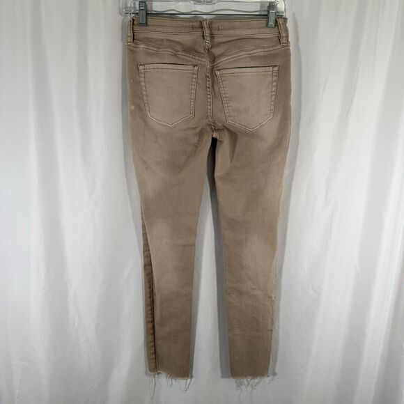 Free People Jeans Women's 26 Tan Denim Button Fly Raw Hem Skinny Jeans - Picture 8 of 11